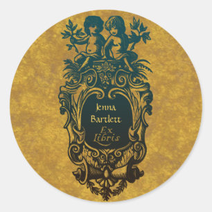 Adesivo Ex-Libris Cartouche e Cherubs Sticker