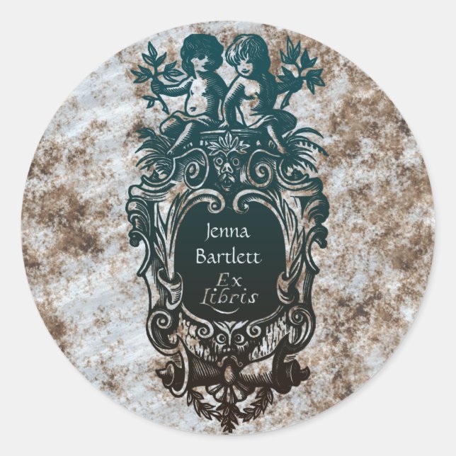 Adesivo Ex-Libris Cartouche e Cherubs Sticker (Frente)