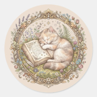 Adesivo Ex-libris de Gato Fofo Personalizado