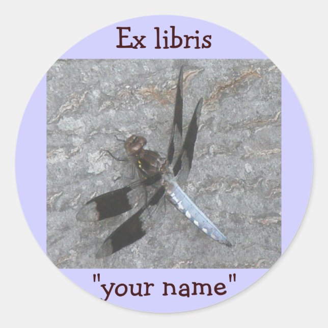 Adesivo Ex Libris Dragonfly Stickers para Personalizar (Frente)