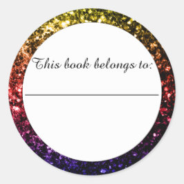 Adesivo Ex libris falso brilho amarelo vermelho roxo Arco-