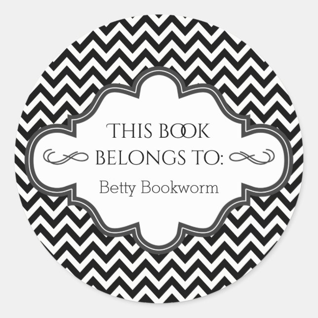 Adesivo Ex Libris Personalizado Biblioteca Chevrons (Frente)