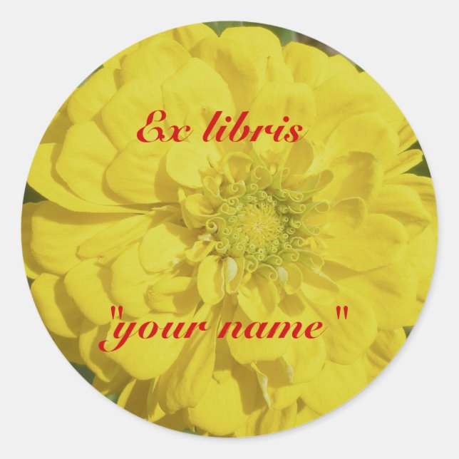 Adesivo Ex Libris Yellow Zinnia Stickers to Personalizar (Frente)