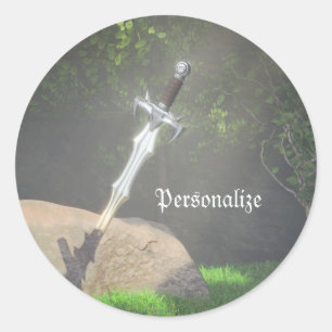 Adesivo Excalibur Sword em Stone Fantasy Mítico