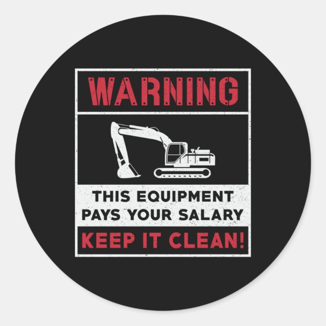 Adesivo Excavator Warning This Equipment Construction (Frente)