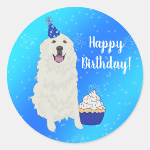 Adesivo Excelente de Aniversário Pirenéus Cão Clássico