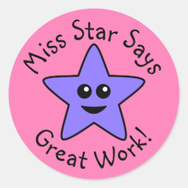 Adesivo Excelente de estrelas roxo e feliz