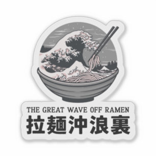 Adesivo Excelente do Japão Ramen Wave Ukiyoe Black