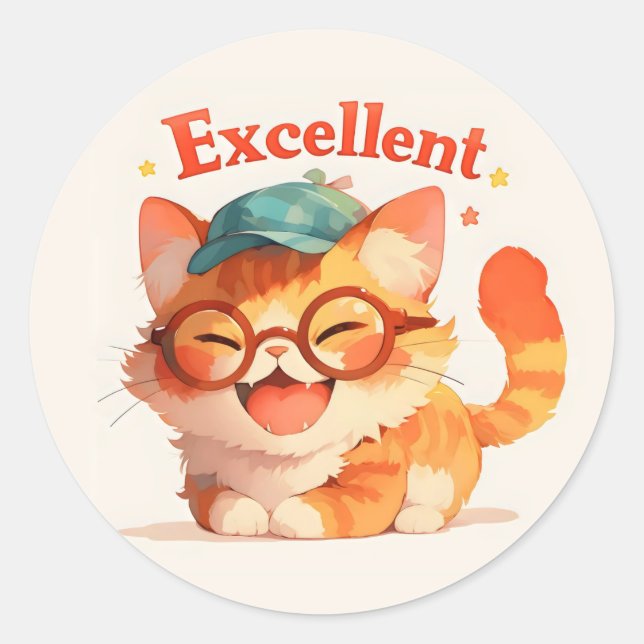 Adesivo Excelente Gato Feliz (Frente)