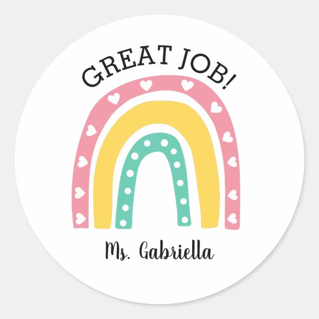 Adesivo Excelente Trabalho Arco-Íris (Frente)