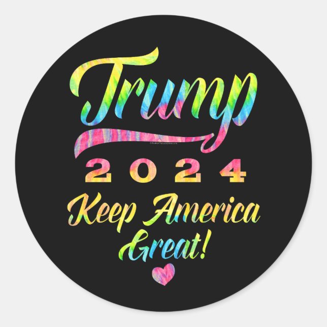 Adesivo Excelente Trump 2024 Rainbow Tie Dye Keep America (Frente)