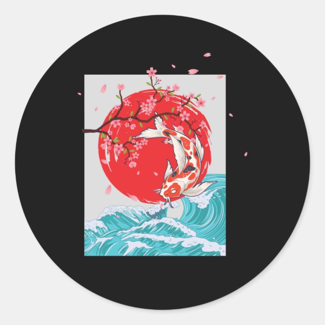 Adesivo Excelente Wave de Kanagawa Japonês Fish Carp Koi (Frente)
