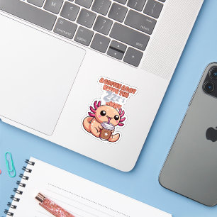 Adesivo Excesso de Cuteness: Axolote Bebê Bebendo Café