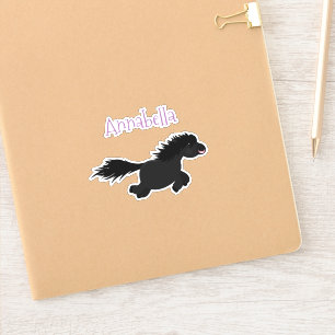 Adesivo Exemplar de desenho animado de pônei preto-branco