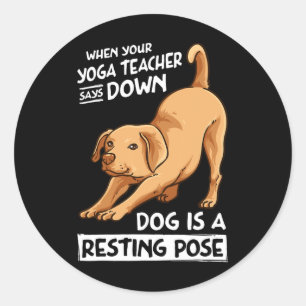 Adesivo Exercício De Ioga Cachorro É Uma Pose De Descanso