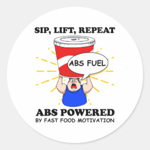 Adesivo Exercício engraçado de abdômen Fast Food Academia