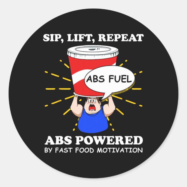 Adesivo Exercício Funny Abs Rápido De Comida Gym Workout B (Frente)