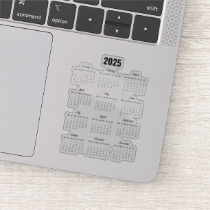 Adesivo Exibição de Ano de Cheio do Calendário 2025 Preto