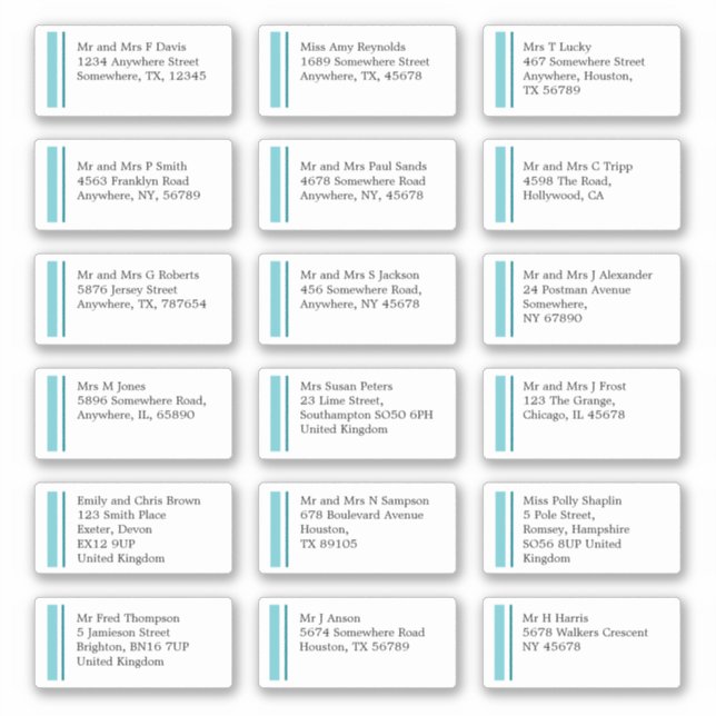 Adesivo Expedição de Endereço de Nome Individual da Linha  (Frente)