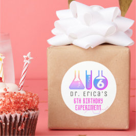 Adesivo Experimento científico com Neon Pink Girl Aniversá