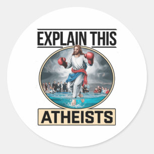 Adesivo Explique aos ateus que Jesus está boxando luvas me