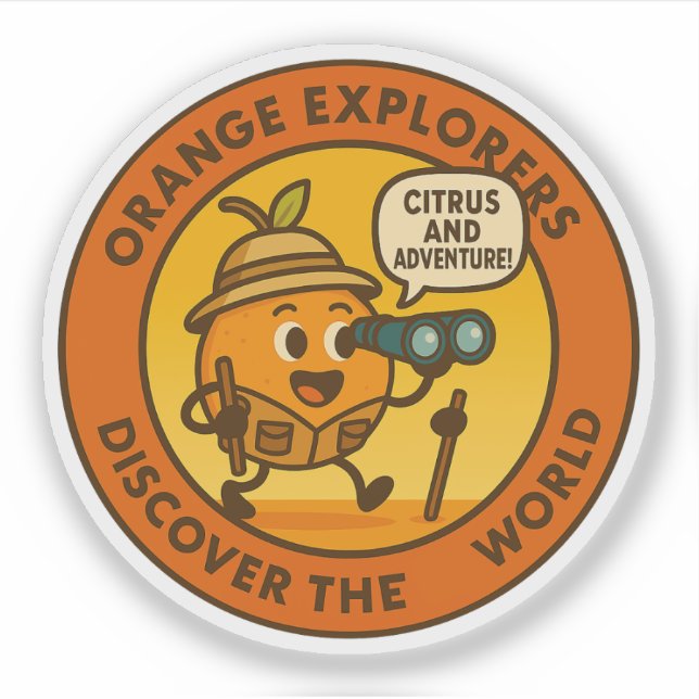 Adesivo Exploradores Laranja Descobrem O Mundo (Frente)