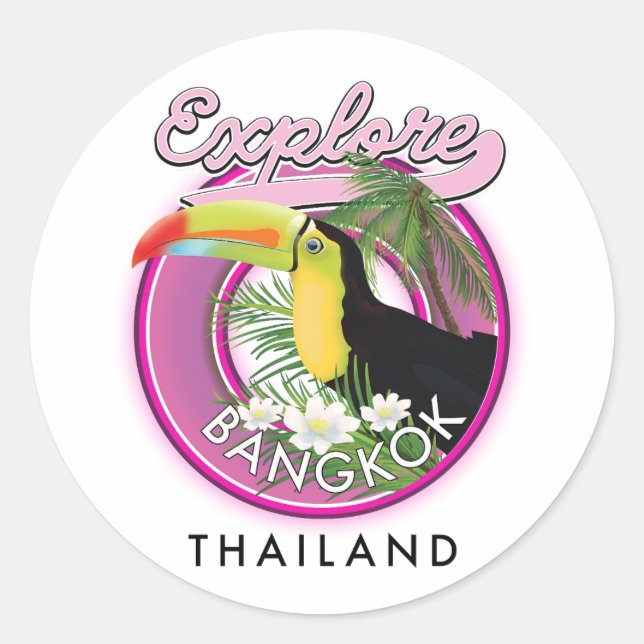 Adesivo explorar logotipo de viagem Banguecoque indonésia (Frente)