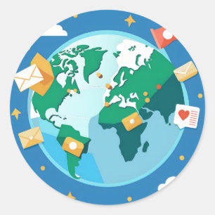 Adesivo Explore o mapa mundial com cartões postais voando