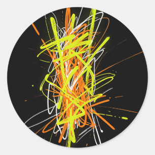 Adesivo Explosão de Energia Abstrata Caos Neon