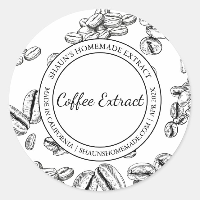 Adesivo Extrato de café Esboço moderno rótulo (Frente)
