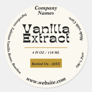Adesivo Extrato de Vanilla Personalizar Rótulo Redondo
