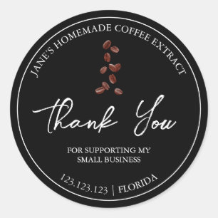 Adesivo Extrato simples de café caseiro Obrigado Rótulo
