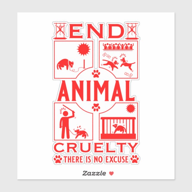 Adesivo Extremidade da crueldade animal (Folha)