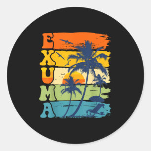 Adesivo Exuma Bahamas Retro Palm Tree Beach Vacatio Summer