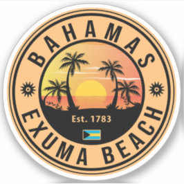 Adesivo Exuma Bahamas Retro Sunset Vintage Souvenirs