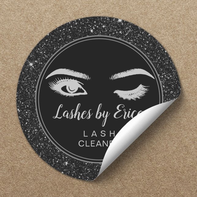 Adesivo Eyelash Extensões Lash Limpa Glitter Preto Chic (Criador carregado)