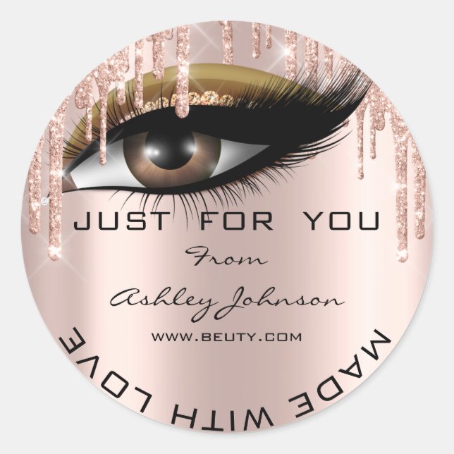 Adesivo Eyelash Rosa Eyelash do Obrigado com brilho (Frente)