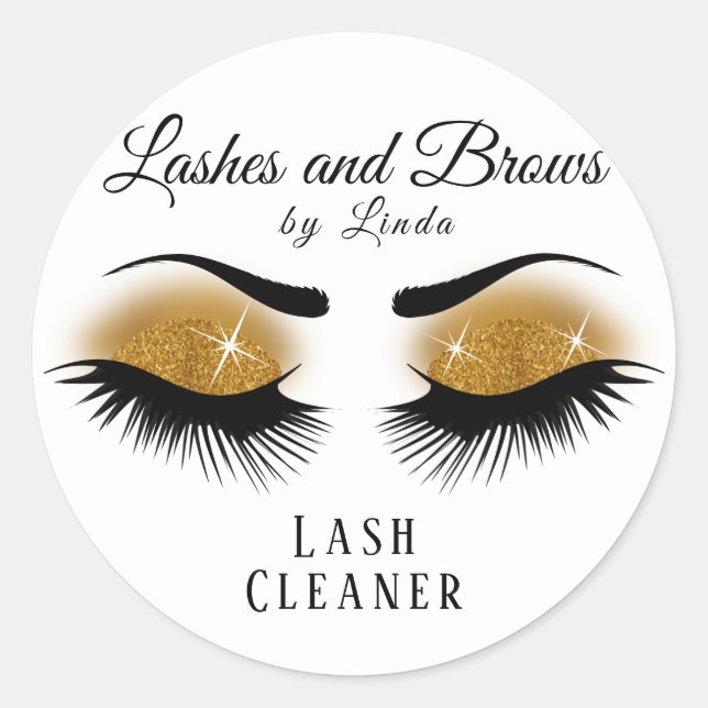 Adesivo Eyelashes Extension Cleaner Design - Dourado (Frente)