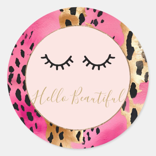 Adesivo Eyelashes Girassol Rosa Glam Negro Leopardo Dourad (Frente)