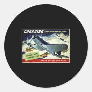 Adesivo F4u Corsair Us Warplane Guerra Propaganda Ww2 Post