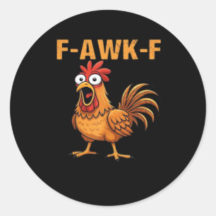 Adesivo F-Awk-F Galinha F-Caw-F Galo Humor Divertido Meme
