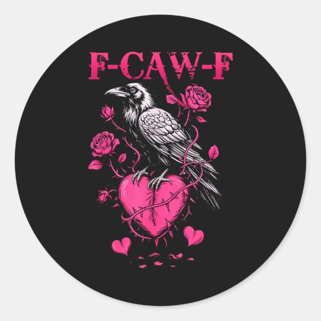 Adesivo F-caw-f Black Crow Black Bird Roses Heart Funny Va (Frente)