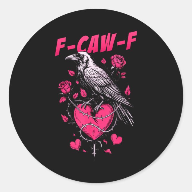 Adesivo F-caw-f Black Crow Black Bird Roses Heart Funny Va (Frente)