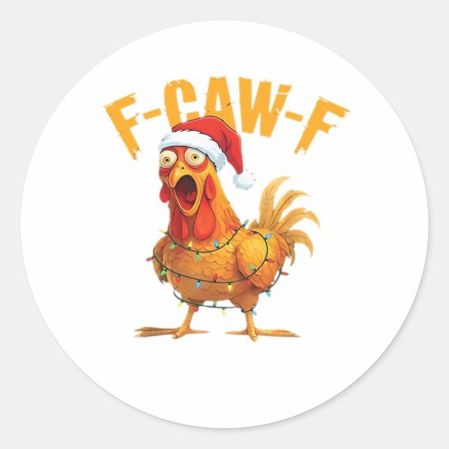 Adesivo F-Caw-F Christmas Funny Chicken Christmas Essentia (Frente)