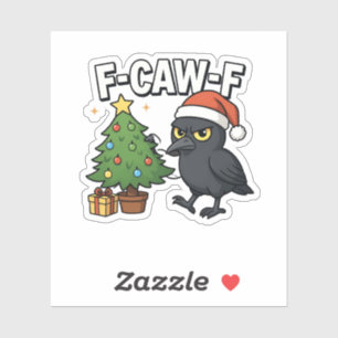 Adesivo F-caw-f Corvo de Natal Árvore de Natal Meme 