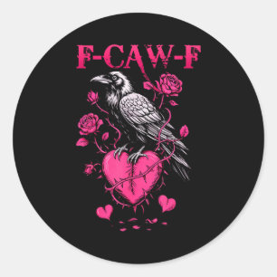 Adesivo F-caw-f Corvo Preto Pássaro Preto Rosas Coração En