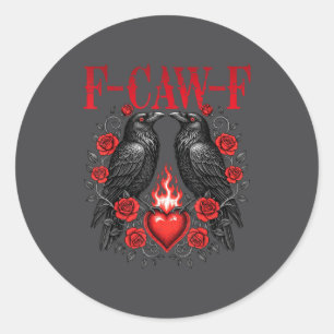 Adesivo F-caw-f Corvo Preto Rosas Coração Engraçado Va