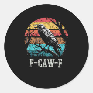 Adesivo F-Caw-F Corvo Retro Pôr do Sol Trocadilho Pássaro