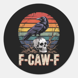 Adesivo F-caw-f Crow Raven Skull Gótica Vintage Sol Floral