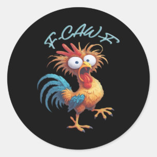 Adesivo F Caw F Humor de Galinha Estilo Retro